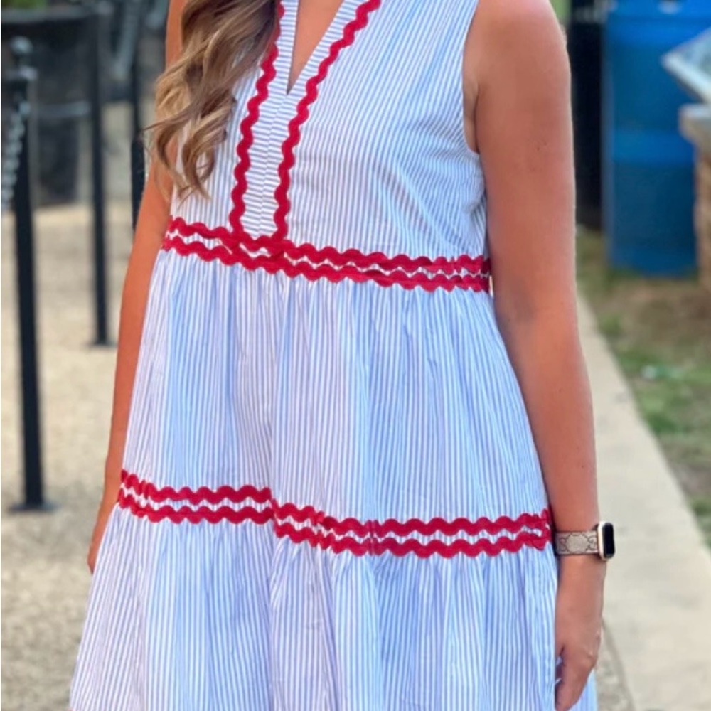 Entro Beige and Pink Striped Dress